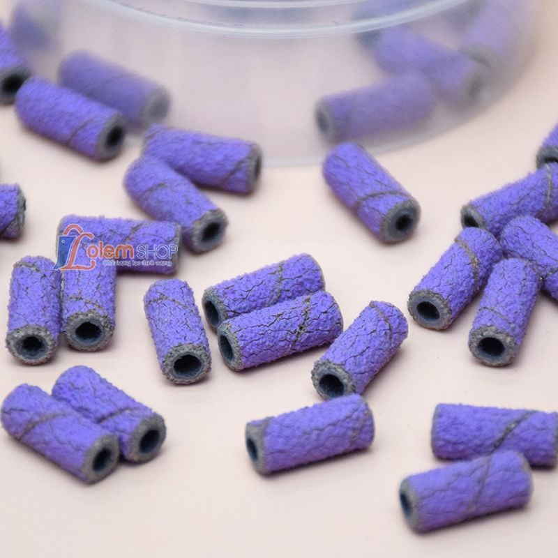 Hộp Ống Nhám Mini Tím, Dùng gắn đầu trục mài nail, Nhiều kích thước