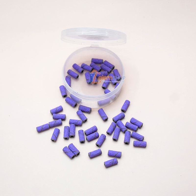 Hộp Ống Nhám Mini Tím, Dùng gắn đầu trục mài nail, Nhiều kích thước
