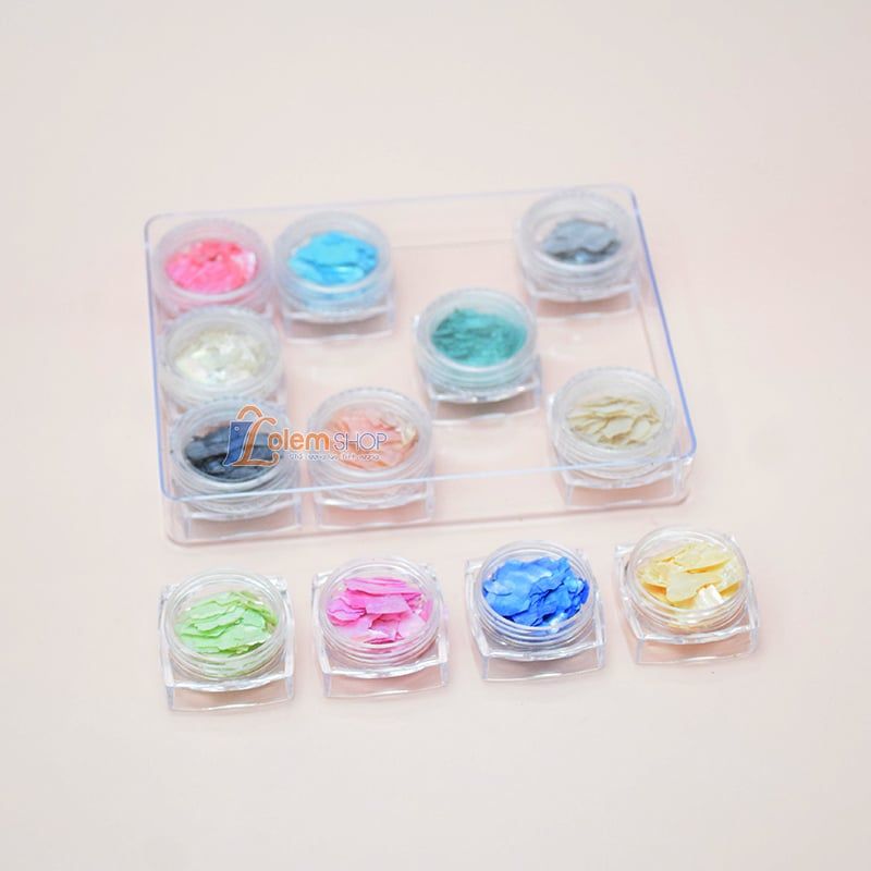 Set Xà Cừ Vân Đen 12 Ô, Trang Trí Nail
