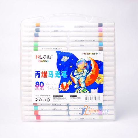 Bút Lông Tô Màu 80 Màu Acrylic 5016, Bút có thể vẽ trên nhiều chất liệu như trên vải, đồ nhựa