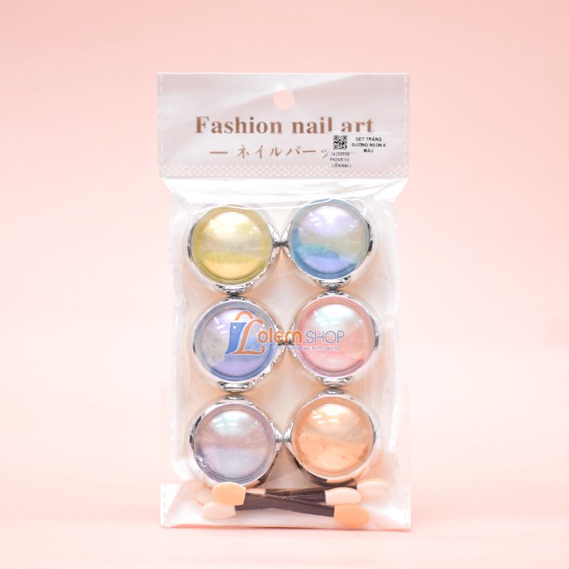 Set Tráng Gương Neon 6 Màu, Trang trí nail, Tạo hiệu ứng tráng gương cực đẹp