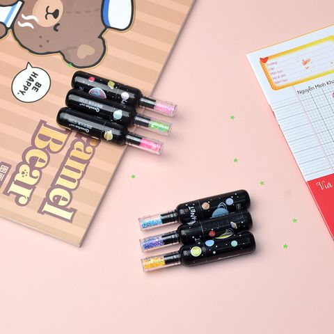 Bút dạ quang 6 màu highlight Thiên Hà đầu nắp nhũ 1240, bút đánh dấu nhớ dòng cute nhiều màu marker dễ thương