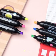 Bút dạ quang 6 màu highlight Thiên Hà đầu nắp nhũ 1240, bút đánh dấu nhớ dòng cute nhiều màu marker dễ thương