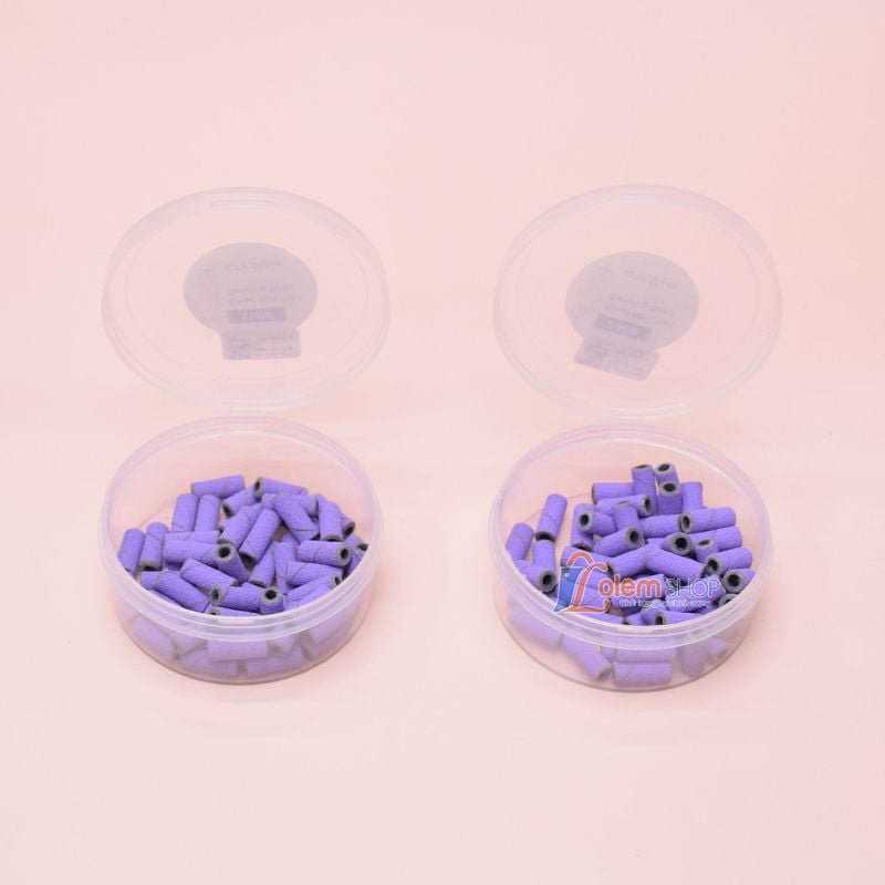 Hộp Ống Nhám Mini Tím, Dùng gắn đầu trục mài nail, Nhiều kích thước