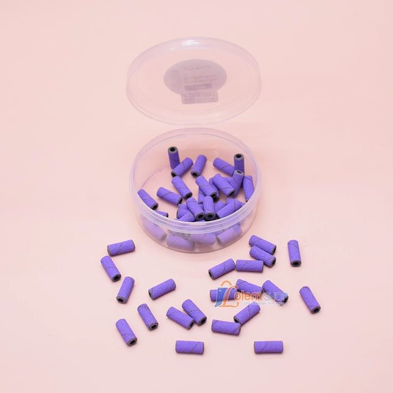 Hộp Ống Nhám Mini Tím, Dùng gắn đầu trục mài nail, Nhiều kích thước