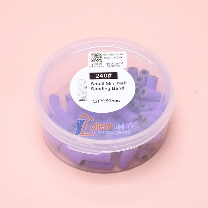Hộp Ống Nhám Mini Tím, Dùng gắn đầu trục mài nail, Nhiều kích thước