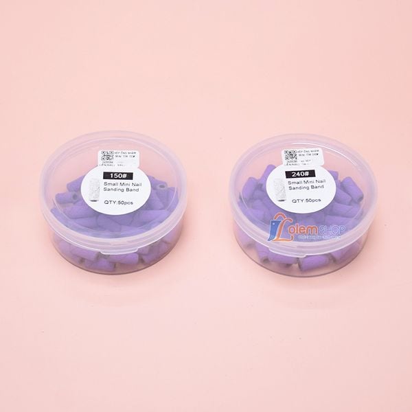 Hộp Ống Nhám Mini Tím, Dùng gắn đầu trục mài nail, Nhiều kích thước