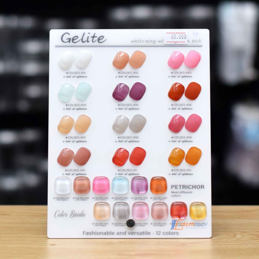 Set Sơn Gel Gelite 15ml 12 Màu, Tặng bảng màu đi kèm