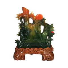 Tượng phong thủy Bụi tre xanh Bông đỏ 30 x 16 x 37 cm