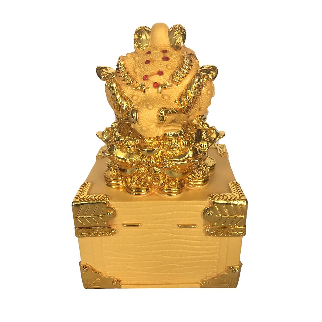 Tượng phong thủy Thiềm thừ ngồi Thùng tiền 12 x 10 x 19 cm