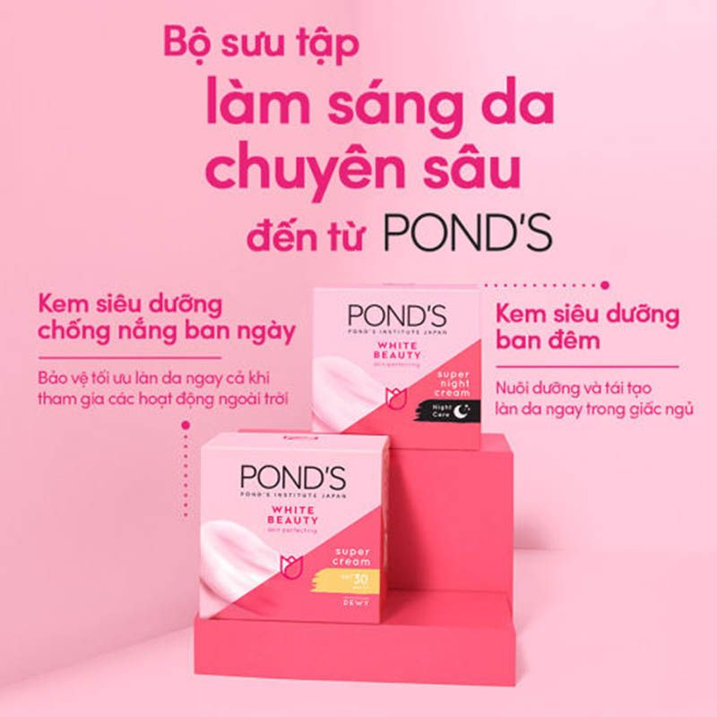 Kem Pond's White Beauty Dưỡng da ban ngày và đêm, Trắng Hồng Rạng Rỡ