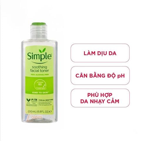 Nước Hoa Hồng Simple Kind to Skin Soothing Facial Toner  200ml