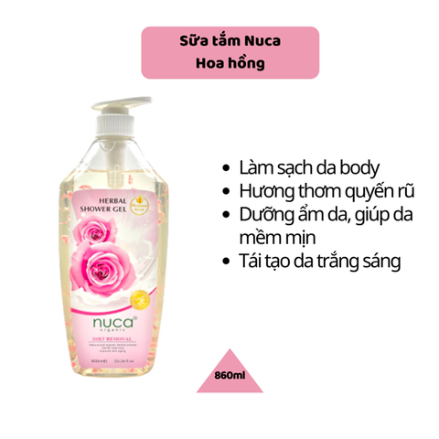 Sữa Tắm Nuca 860ml, Cung cấp độ ẩm cho da, làm dịu da, chống oxy hoá