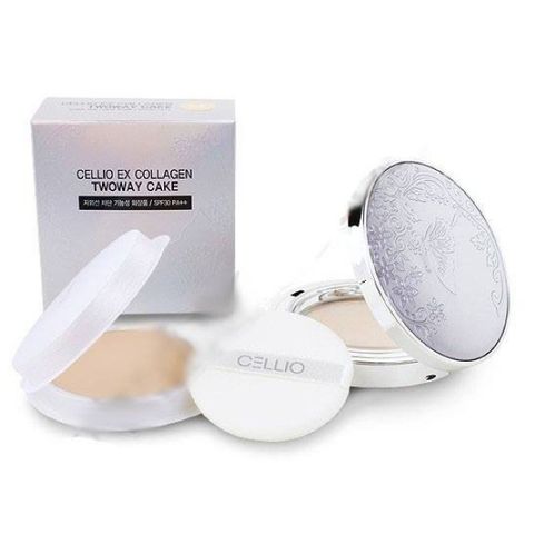 Phấn phủ siêu mịn 2 lõi Cellio Ex Collagen Twoway Cake SPF 30 PA++ No21