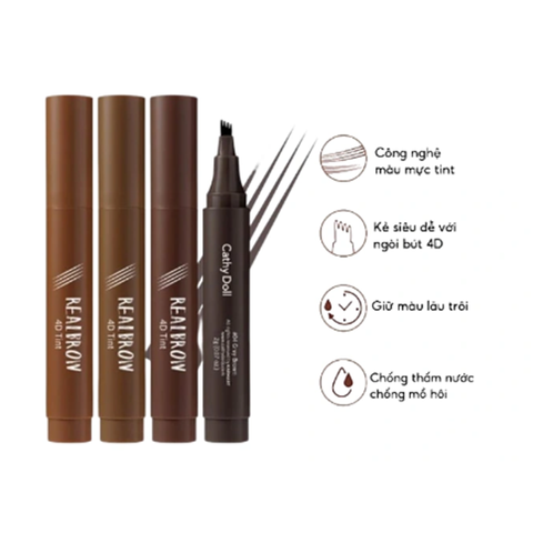 Kẻ Mày Sợi Cathy Doll Real Brow 4d Tint 2g, Dạng mực tint, cực kỳ nhanh khô, giữ lâu cả ngày