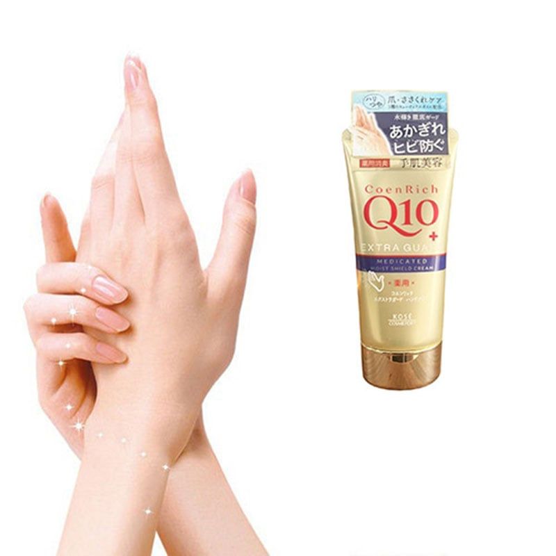 Kem dưỡng da tay Kose Cosmeport coen rich Q10 Extra Guard Medicated Moist Shield Cream Hand & Finger 80g