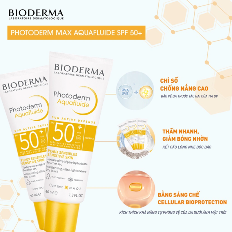 Kem Chống Nắng Bioderma Aquafluide Spf50+ 40ml Da Nhạy Cảm