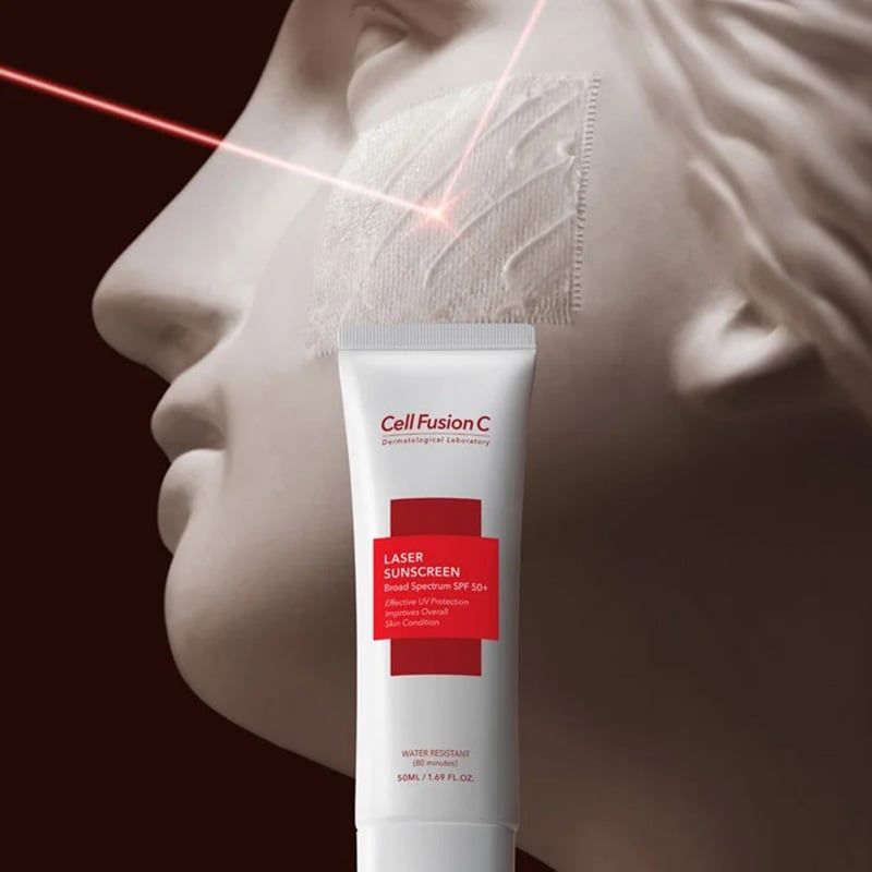 Kem Chống Nắng Cell Fusion C 50ml Laser Sunscreen 100 Spf50 Đỏ, Dành cho da nhạy cảm