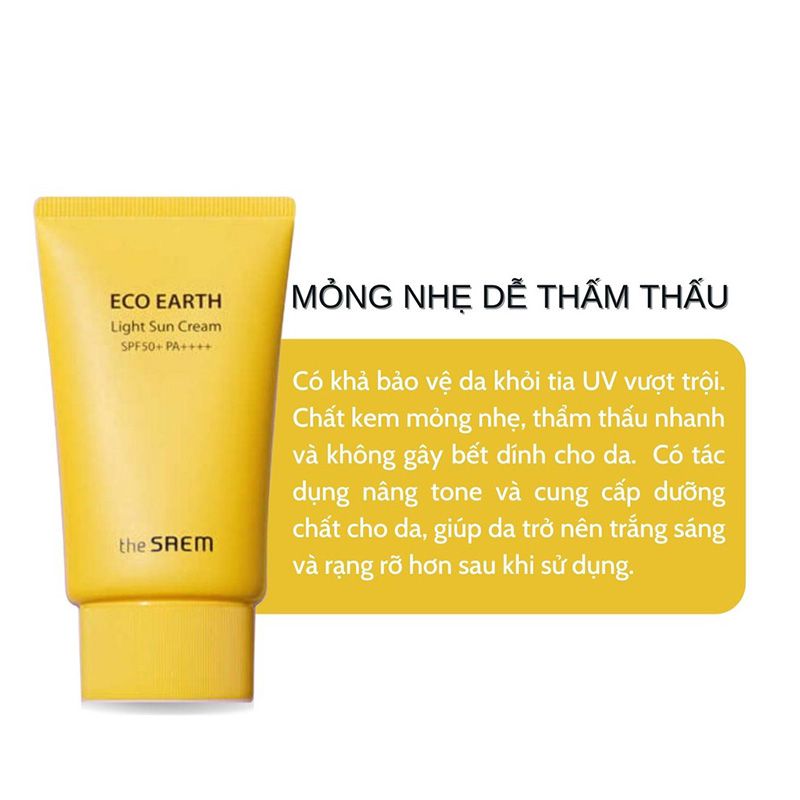 Kem Chống Nắng The Saem 50g Nâng tone, cần bằng ẩm cho da