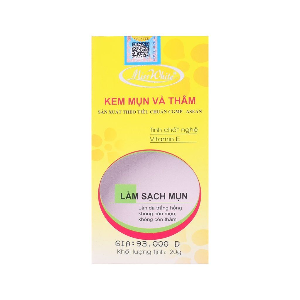 Kem mụn và thâm Miss White 20g