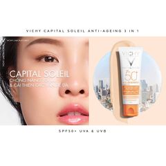 Kem chống nắng Vichy Ideal Soleil Anti Dark Spots 3in1 SPF50+, ngăn ngừa sạm da, chống lão hóa