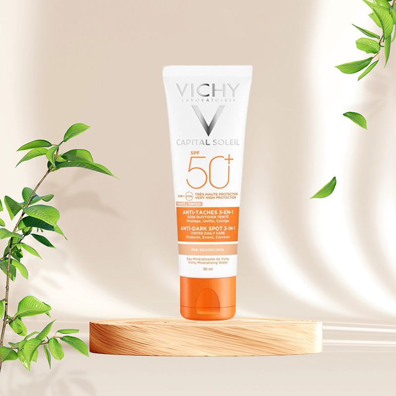 Kem chống nắng Vichy Ideal Soleil Anti Dark Spots 3in1 SPF50+, ngăn ngừa sạm da, chống lão hóa