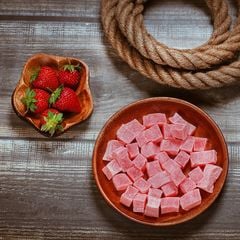 Kẹo Hương Dâu Tây Dẻo, 350g, Hũ, Mẫu Nắp Nhôm, L'angfarm