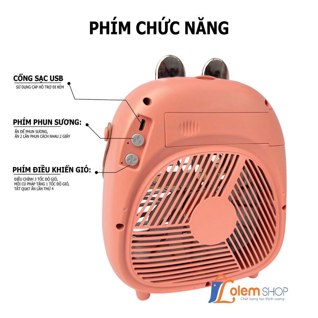 Quạt sạc phun sương mini