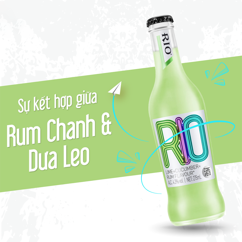 Rượu Rio Cocktail 275ml Lime + Cucumber + Rum Xanh Lá