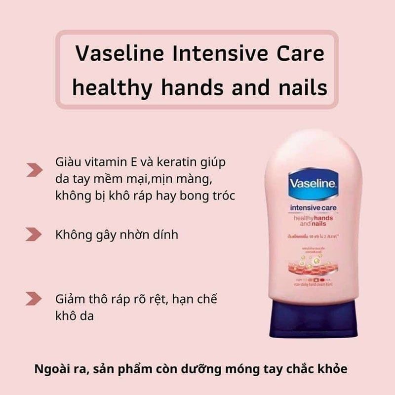 Dưỡng da tay và móng vaseline intensive care healthy hands and nails