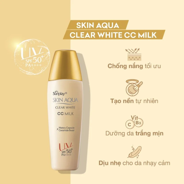 Kem chống nắng Sunplay Skin Aqua Clear White CC Milk SPF 50 25g