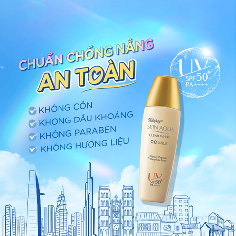 Kem chống nắng Sunplay Skin Aqua Clear White CC Milk SPF 50 25g