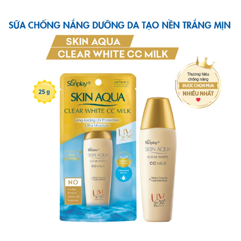 Kem chống nắng Sunplay Skin Aqua Clear White CC Milk SPF 50 25g