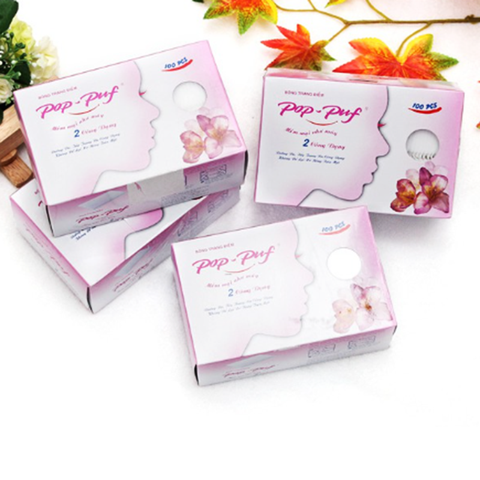 Bông Tẩy Trang Pop-Puf 100 miếng, mềm, mịn thấm hút tốt