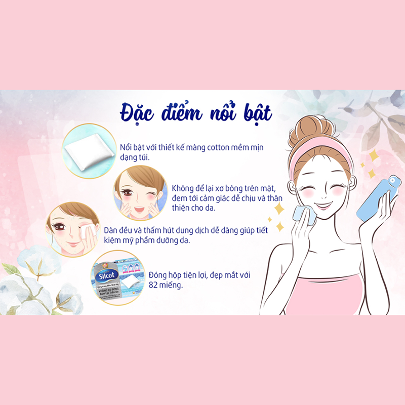 Bông tẩy trang Silcot hộp 82 miếng