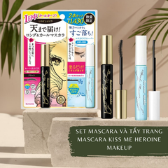 Set Mascara Và Tẩy Trang Mascara Kiss Me Hồng Dài Và Cong Mi