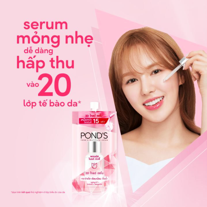 Tinh Chất Serum Pond's Gói 7.5g Hồng 3D Glow, Dưỡng trắng da Thái Lan