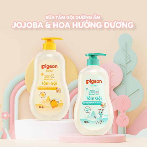 Sữa Tắm Gội Cho Bé Pigeon 700ml Jojoba, Sản phẩm có tặng kèm chai nhỏ