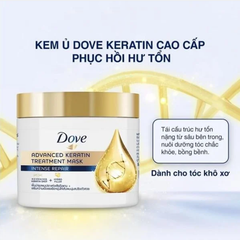 Kem Ủ Tóc Dove Keratin Cao Cấp 200ml, Phục Hồi Hư Tổn