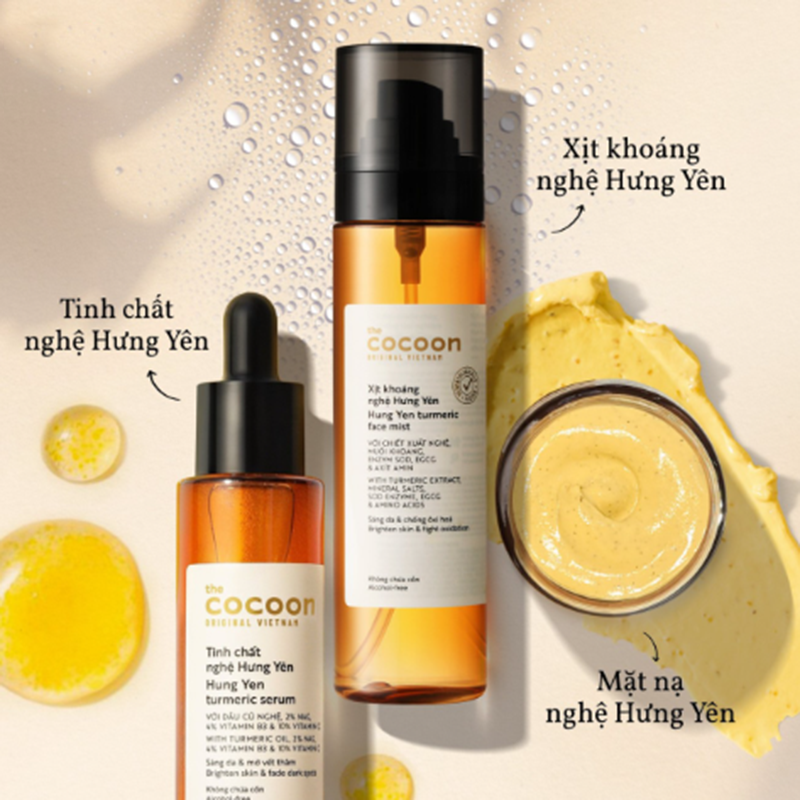 Xịt Khoáng Nghệ Hưng Yên Cocoon 130ml, Chống Oxy hóa, sáng da