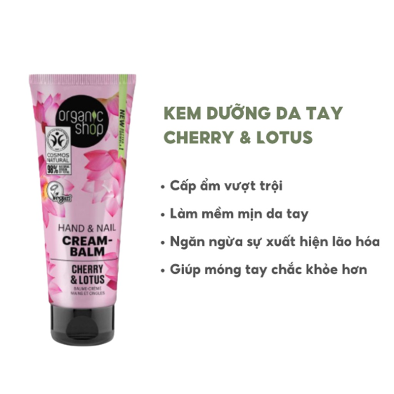 Kem Dưỡng Tay & Móng Organic Shop 75ml,  giúp dưỡng ẩm da tay mềm mại, phục hồi và dưỡng móng chắc khoẻ