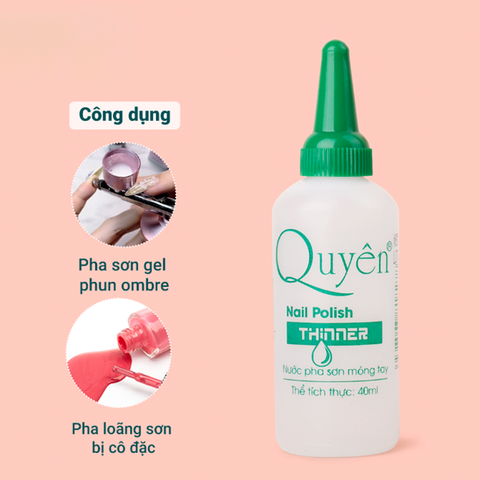 Nước Pha Sơn Quyên 40ml, Dùng pha loãng nước sơn móng, giúp sơn mau khô