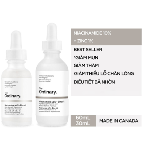 Huyết thanh The Ordinary Niacinamide 10% + Zinc 1% chống viêm 30ml