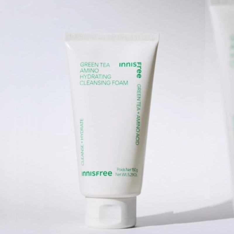 Sữa Rửa Mặt Innisfree 150g Green Tea Hydrating Amino Acid Cleanse Hydrate, giúp da sạch mịn, không gây khô căng.