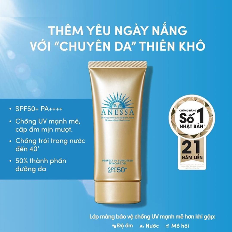 Gel Chống Nắng Anessa 90g Vàng Perfect Uv Sunscreen Skincare Gel