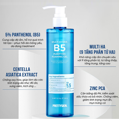 Gel Rửa Mặt Prettyskin Multi Hydra B5 Purifying Foaming Gel 300ml, Làm sạch sâu da, loại bỏ bụi bẩn, bã nhờn