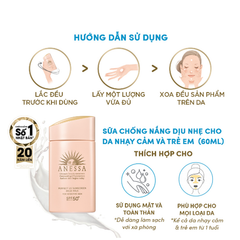 Sữa Chống Nắng Anessa 60ml Cho Da Nhạy Cảm Và Trẻ Em Spf50