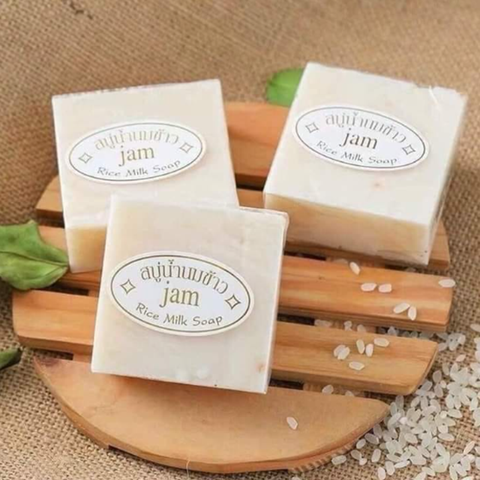 Xà Phòng Kích Trắng Da Cám Gạo Thái Lan Jam 65g, Loại bỏ mụn và da dầu, kích trắng da