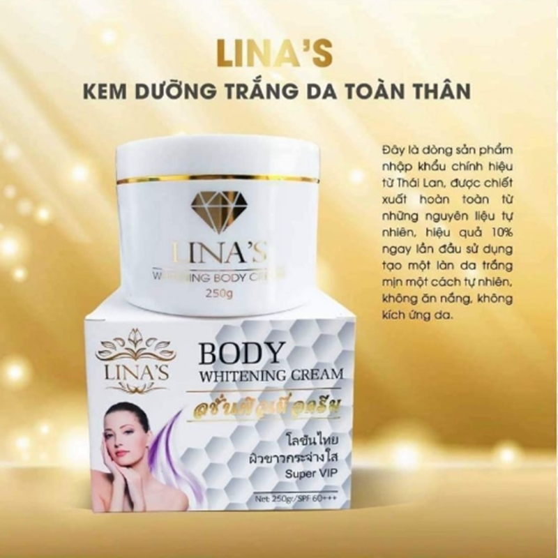 Kem Body Lina's 250g, Dưỡng trắng mịn da