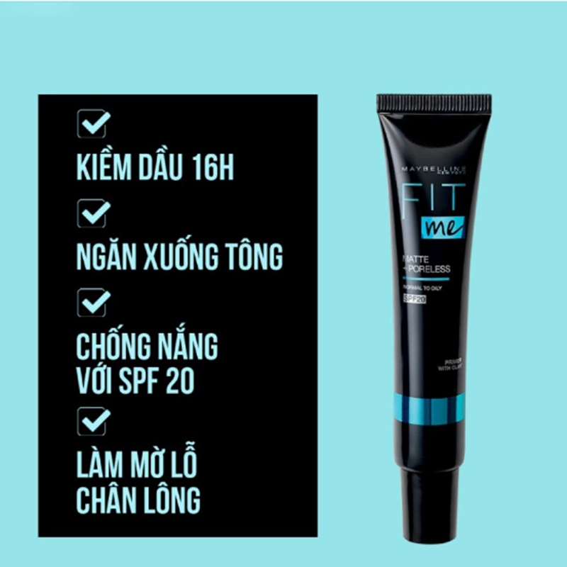 Kem Lót Maybelline Fit Me Matte+poreless Spf20 30ml Kiềm Dầu Ngăn Xuống Tông